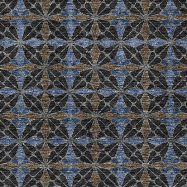 3' X 5' Black And Gray Geometric Washable Indoor Outdoor Area Rug Homeroots Outdoor