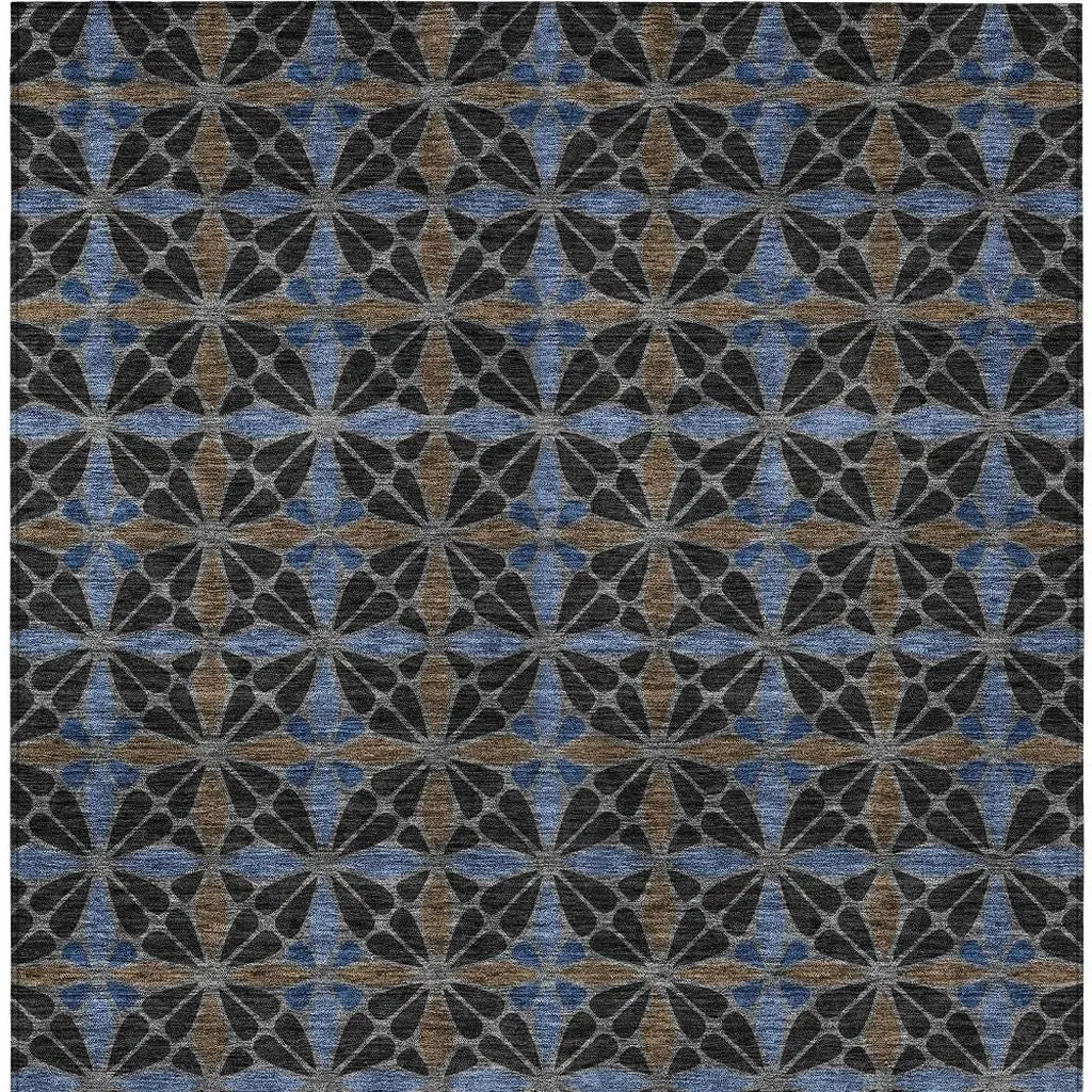 3' X 5' Black And Gray Geometric Washable Indoor Outdoor Area Rug Homeroots Outdoor