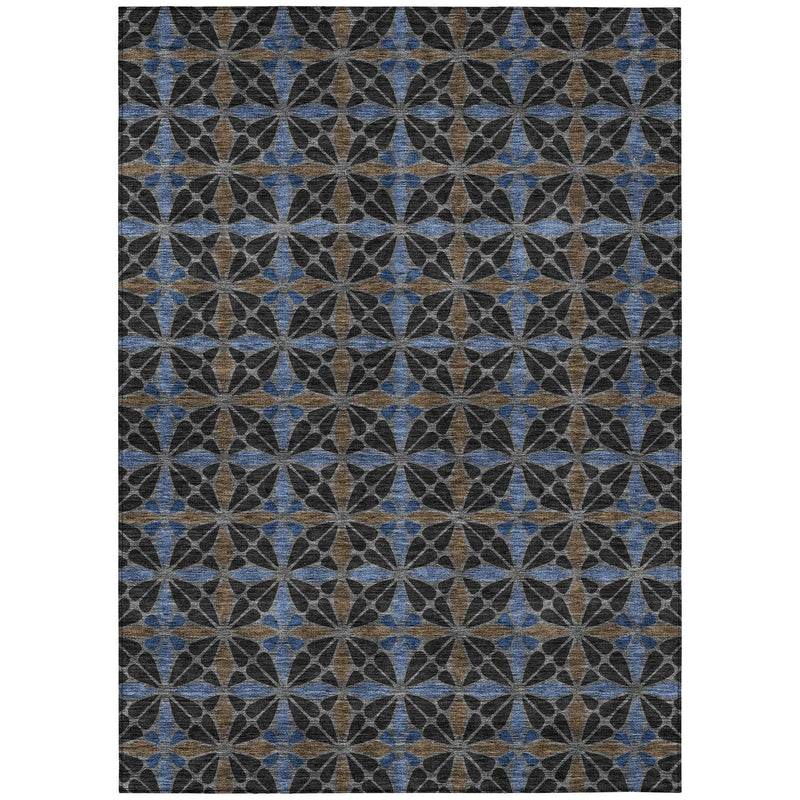 3' X 5' Black And Gray Geometric Washable Indoor Outdoor Area Rug Homeroots Outdoor