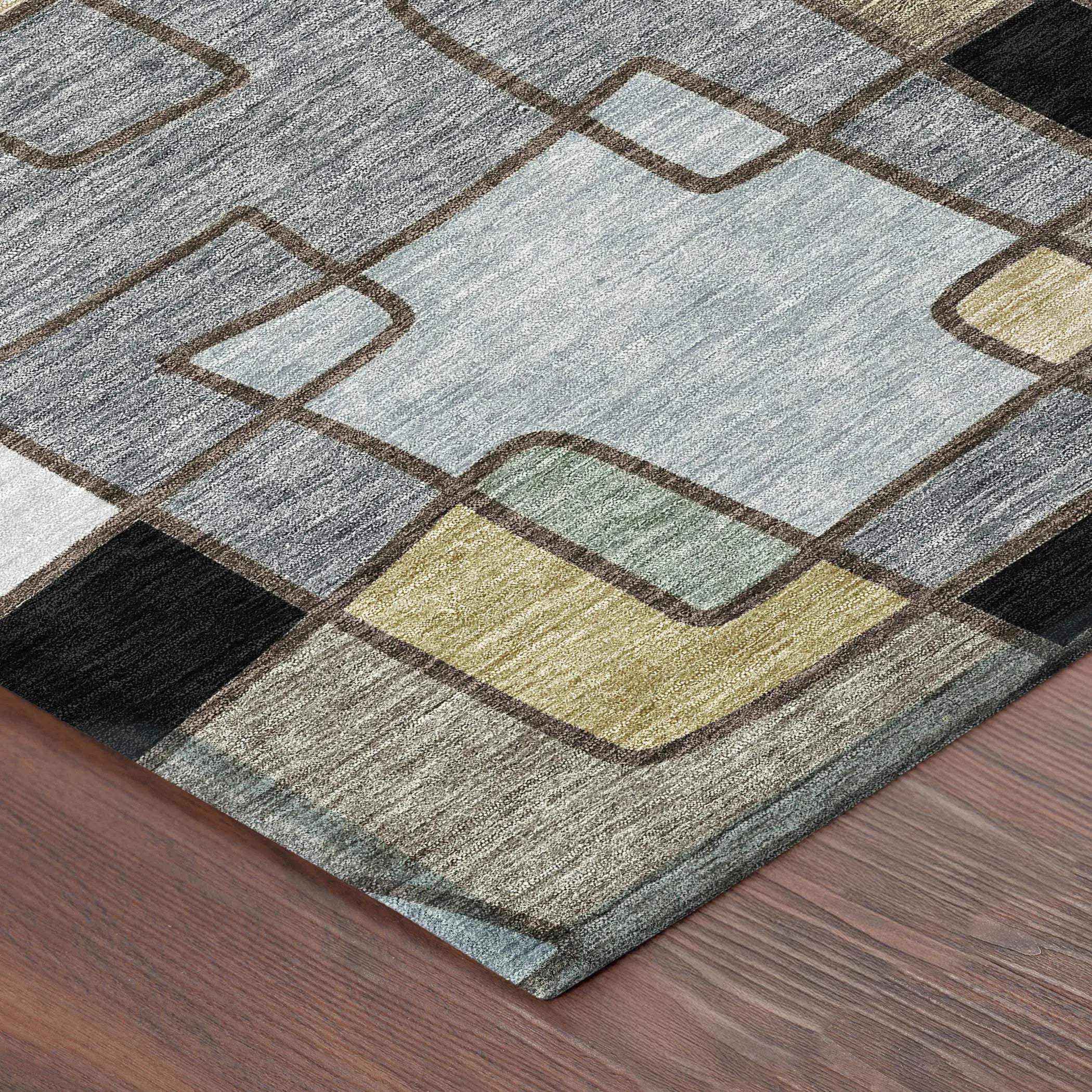 3' X 5' Black And Gray Geometric Washable Indoor Outdoor Area Rug Homeroots Outdoor