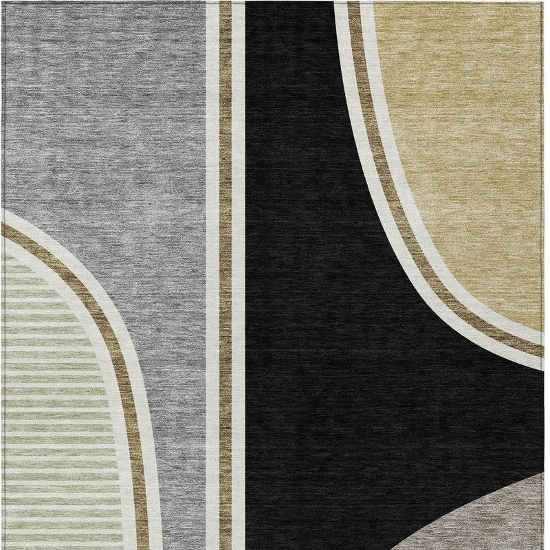 3' X 5' Black And Gray Geometric Washable Indoor Outdoor Area Rug Homeroots Outdoor