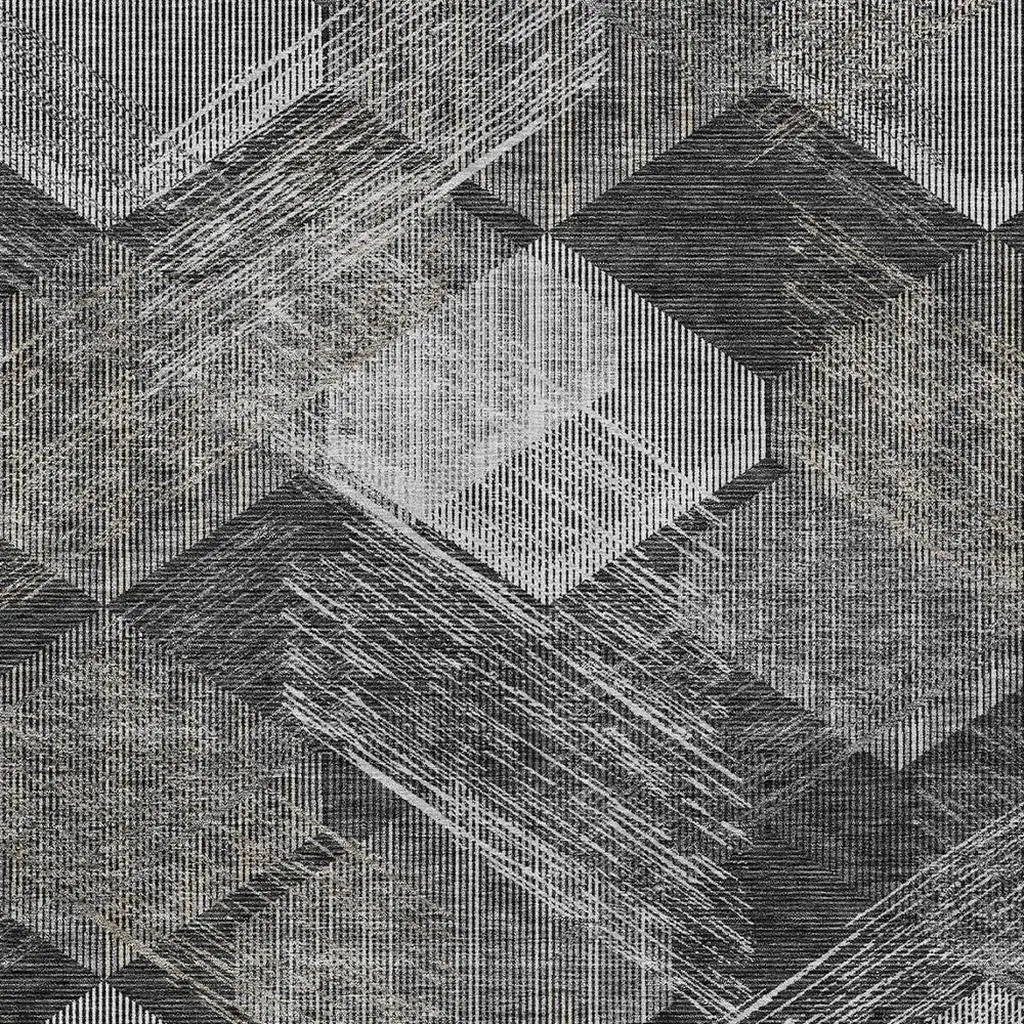 3' X 5' Black And Gray Geometric Washable Indoor Outdoor Area Rug Homeroots Outdoor
