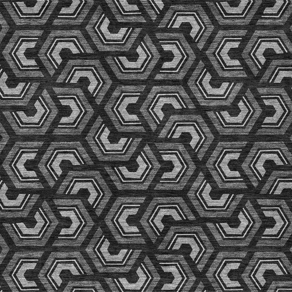 3' X 5' Black And Gray Geometric Washable Indoor Outdoor Area Rug Homeroots Outdoor