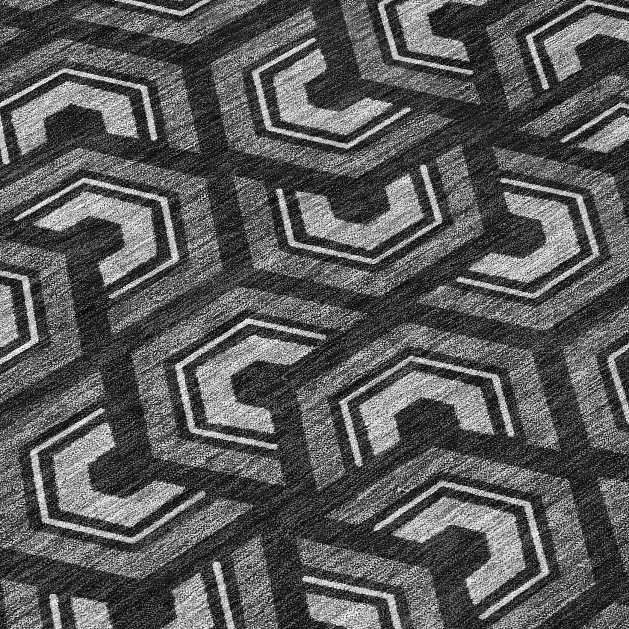 3' X 5' Black And Gray Geometric Washable Indoor Outdoor Area Rug Homeroots Outdoor