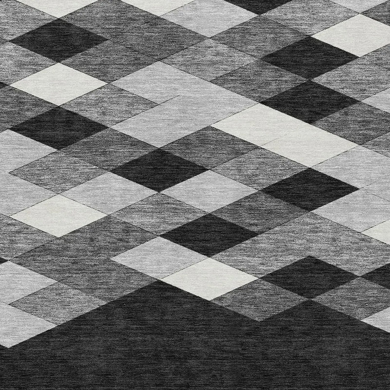 3' X 5' Black And Gray Geometric Washable Indoor Outdoor Area Rug Homeroots Outdoor