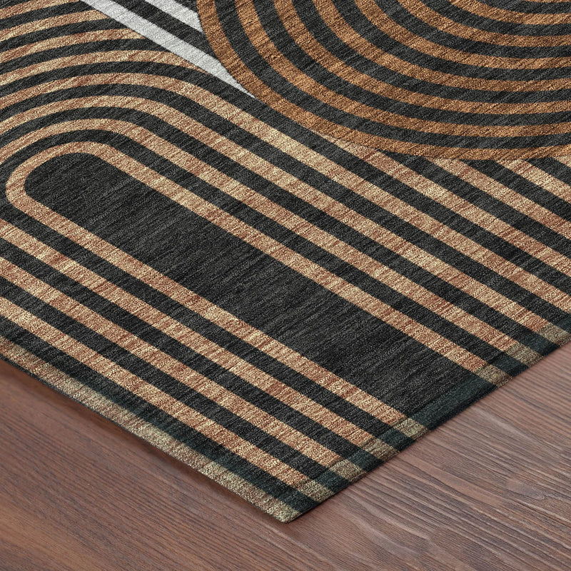 3' X 5' Black And Gray Geometric Washable Indoor Outdoor Area Rug Homeroots Outdoor