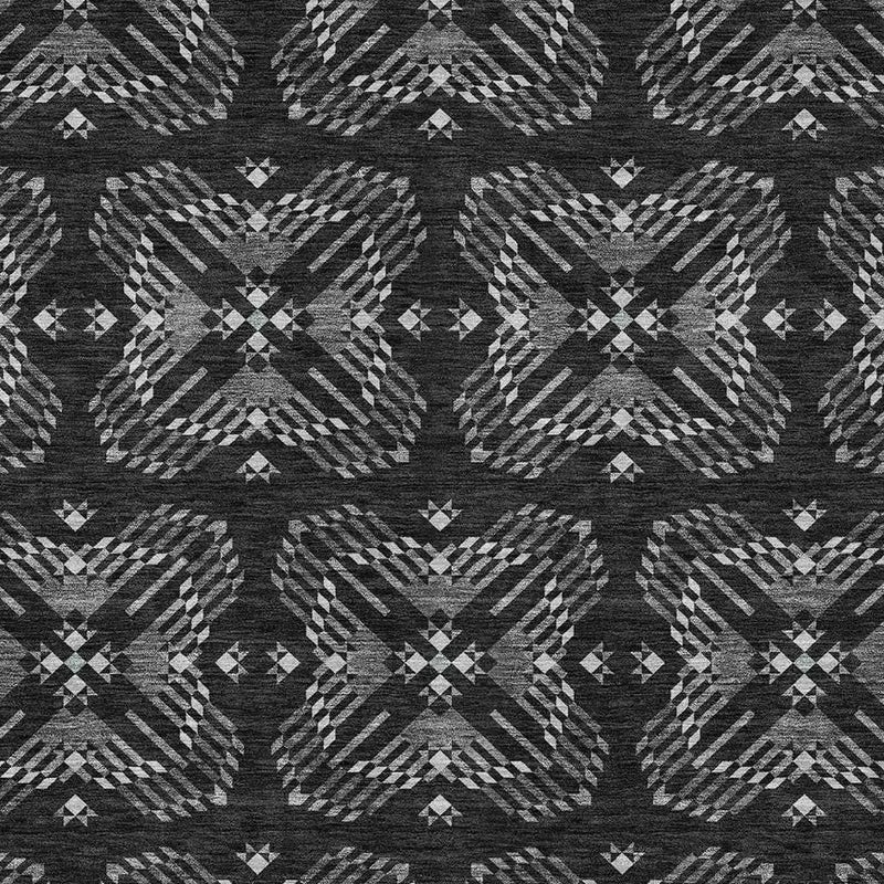 3' X 5' Black And Gray Geometric Washable Indoor Outdoor Area Rug Homeroots Outdoor
