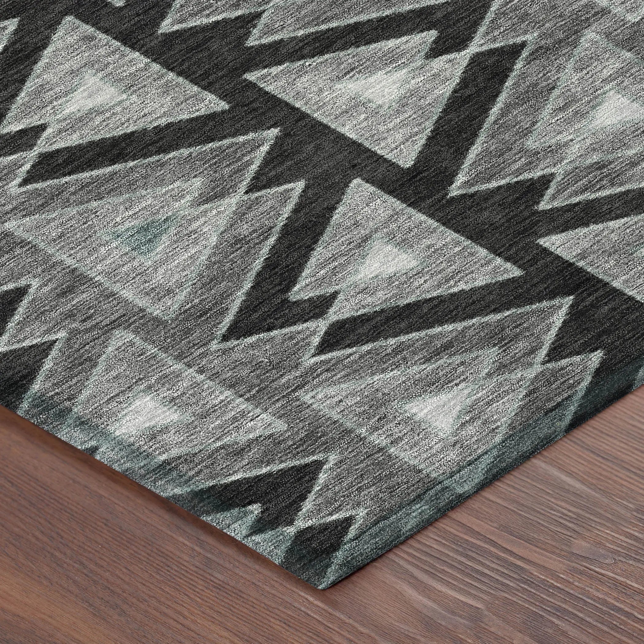 3' X 5' Black And Gray Geometric Washable Indoor Outdoor Area Rug Homeroots Outdoor