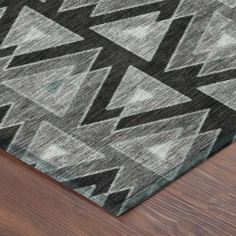 3' X 5' Black And Gray Geometric Washable Indoor Outdoor Area Rug Homeroots Outdoor