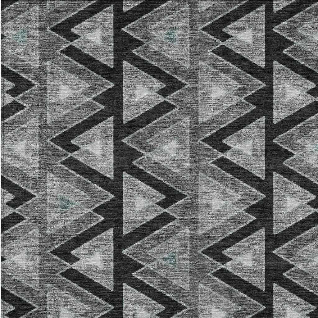 3' X 5' Black And Gray Geometric Washable Indoor Outdoor Area Rug Homeroots Outdoor