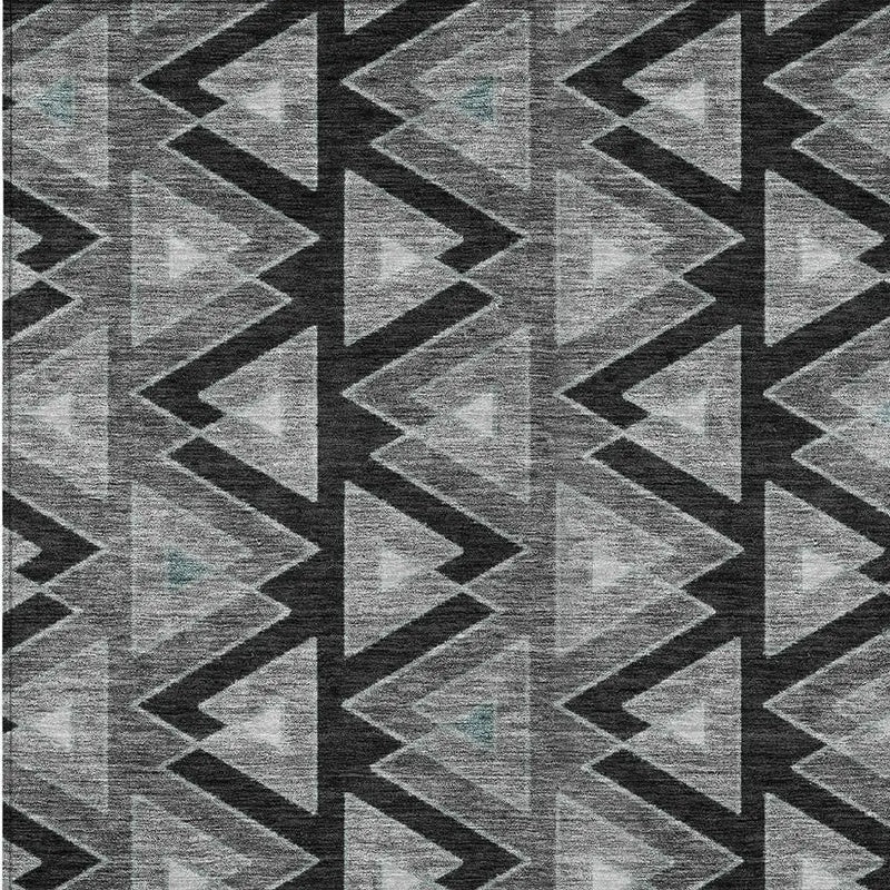 3' X 5' Black And Gray Geometric Washable Indoor Outdoor Area Rug Homeroots Outdoor