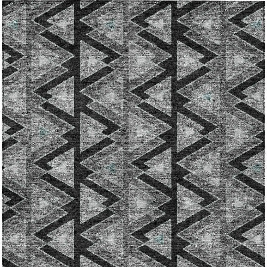 3' X 5' Black And Gray Geometric Washable Indoor Outdoor Area Rug Homeroots Outdoor