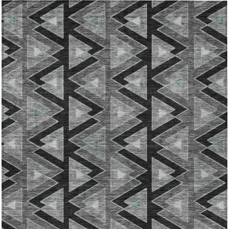 3' X 5' Black And Gray Geometric Washable Indoor Outdoor Area Rug Homeroots Outdoor