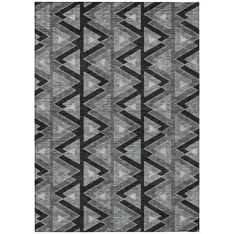 3' X 5' Black And Gray Geometric Washable Indoor Outdoor Area Rug Homeroots Outdoor