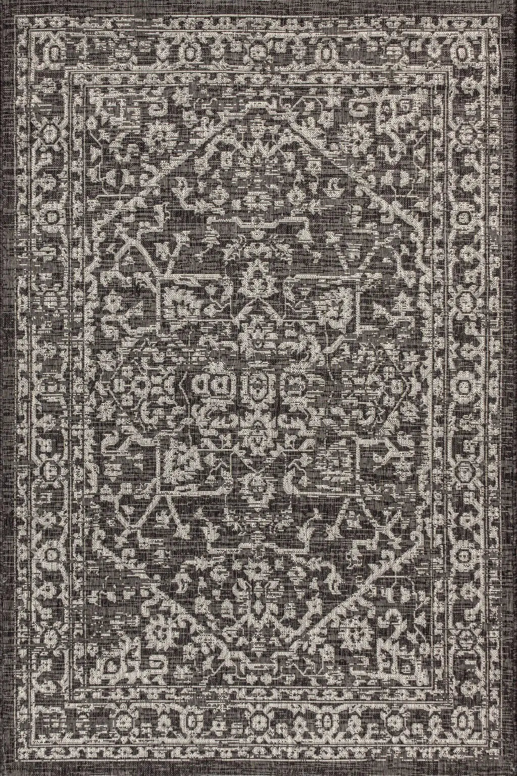 3' X 5' Black And Gray Medallion Indoor Outdoor Area Rug Homeroots Outdoor