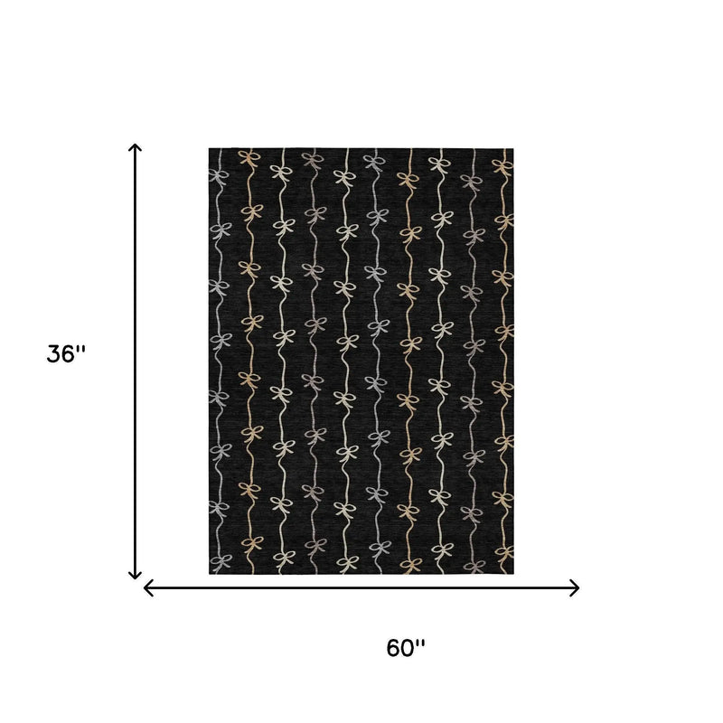 3' X 5' Black And Gray Southwestern Washable Indoor Outdoor Area Rug Homeroots Outdoor