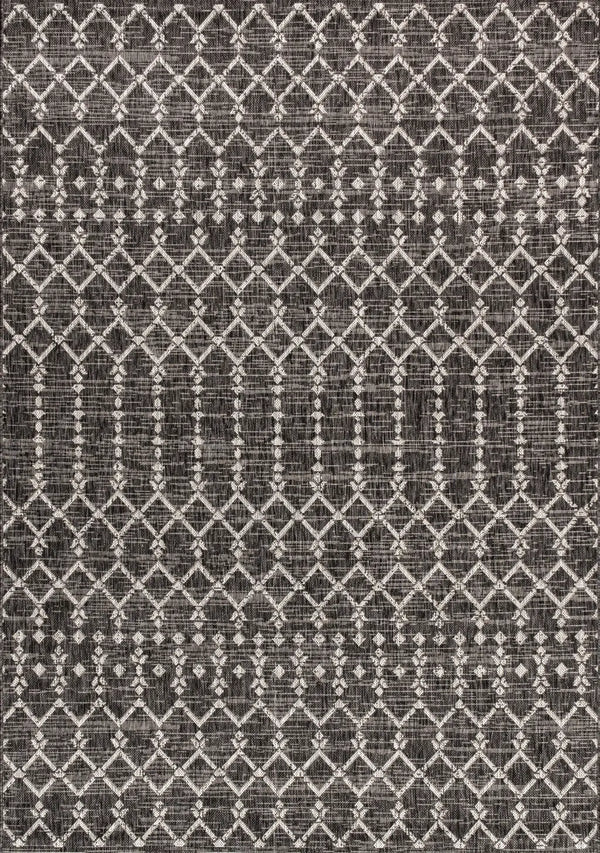 3' X 5' Black And Gray Trellis Indoor Outdoor Area Rug Homeroots Outdoor