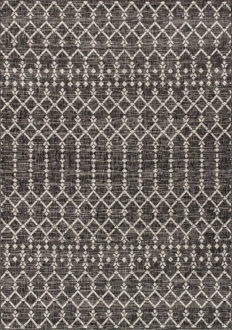 3' X 5' Black And Gray Trellis Indoor Outdoor Area Rug Homeroots Outdoor