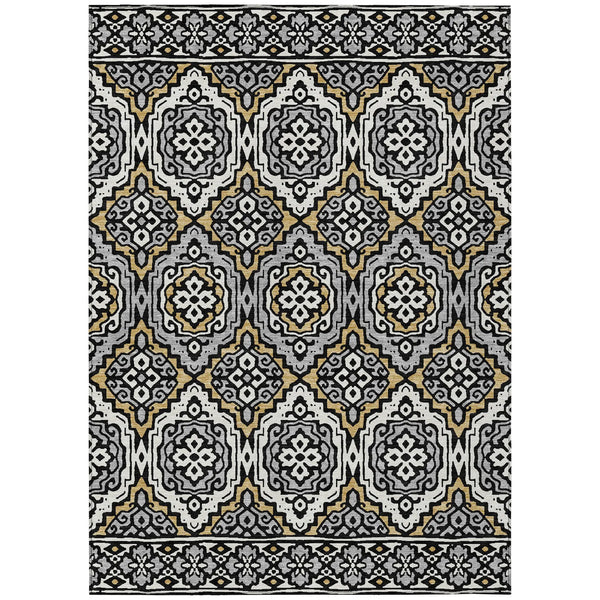 3' X 5' Black And Gray Tribal Washable Indoor Outdoor Area Rug Homeroots Outdoor