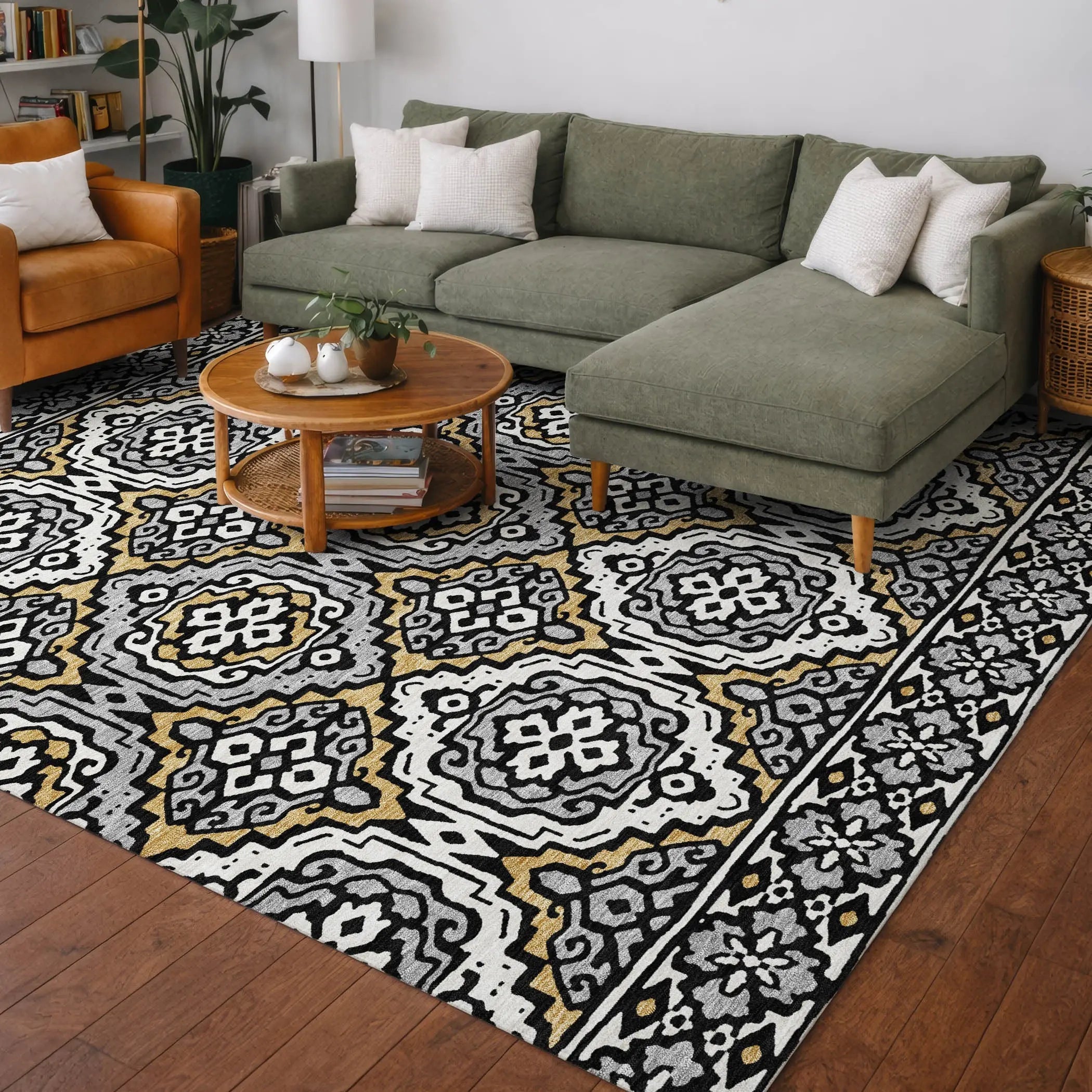 3' X 5' Black And Gray Tribal Washable Indoor Outdoor Area Rug Homeroots Outdoor