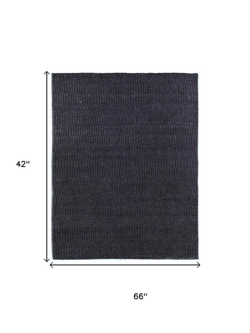 3' X 5' Black And Gray Wool Hand Knotted Area Rug Homeroots Home Decor