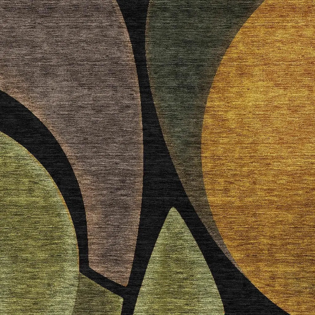 3' X 5' Black And Green Abstract Washable Indoor Outdoor Area Rug Homeroots Outdoor