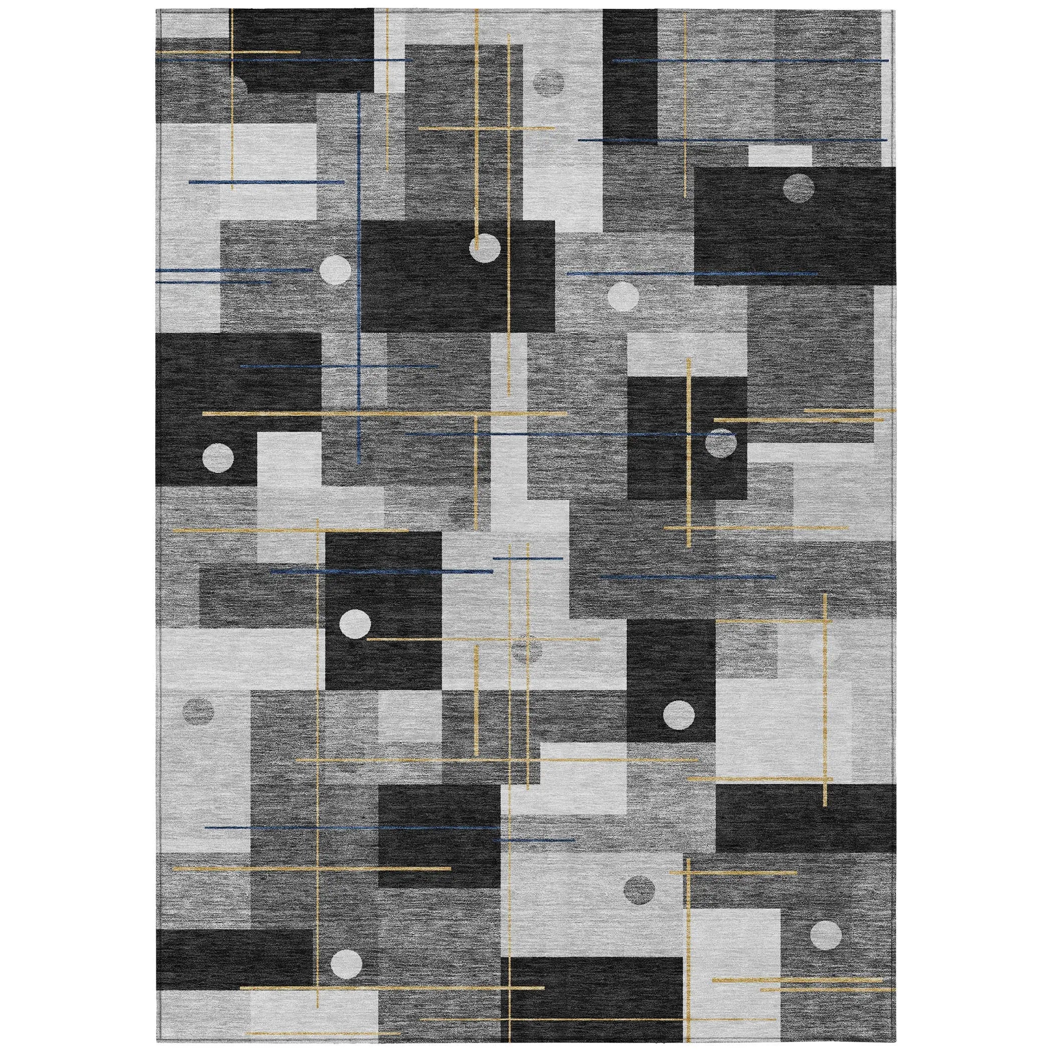 3' X 5' Black And Green Geometric Washable Indoor Outdoor Area Rug Homeroots Outdoor