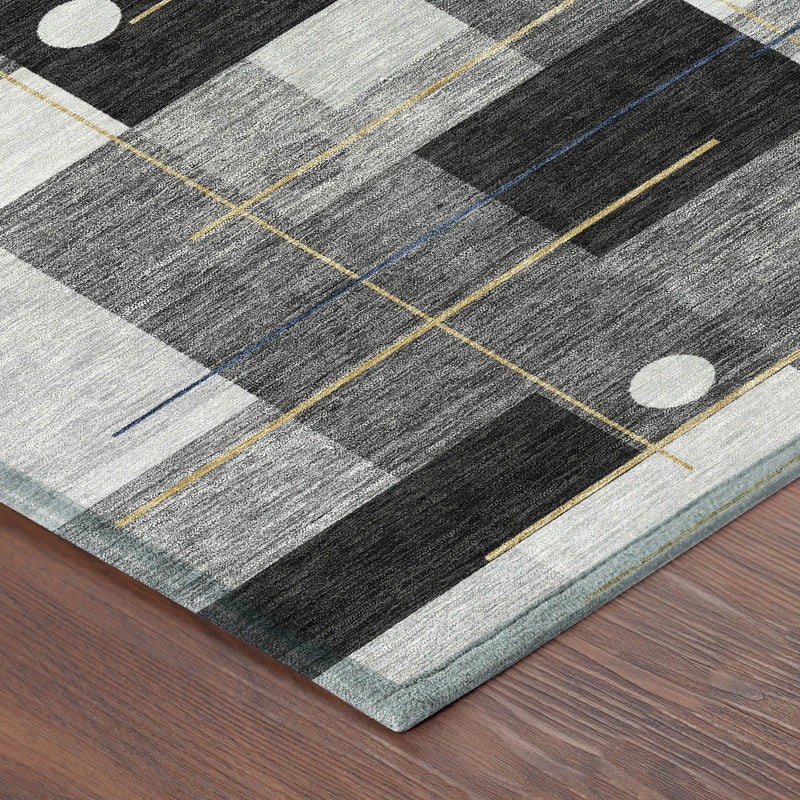 3' X 5' Black And Green Geometric Washable Indoor Outdoor Area Rug Homeroots Outdoor