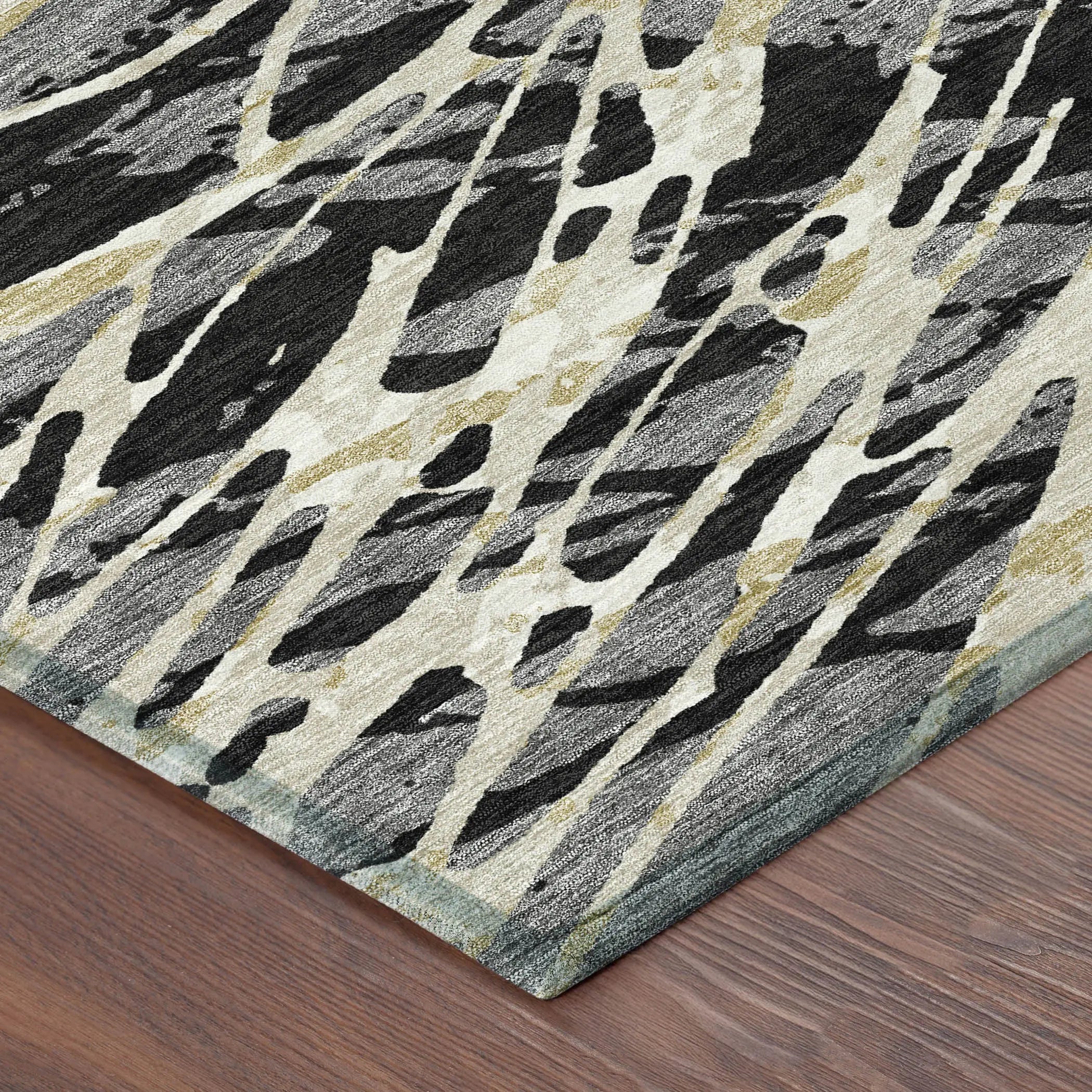 3' X 5' Black And Ivory Abstract Washable Indoor Outdoor Area Rug Homeroots Outdoor