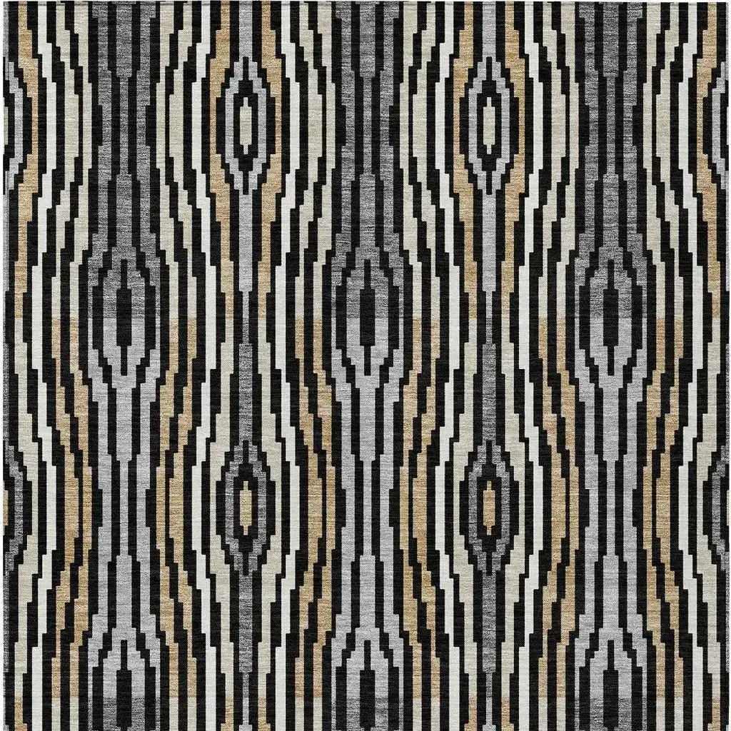 3' X 5' Black And Ivory Abstract Washable Indoor Outdoor Area Rug Homeroots Outdoor