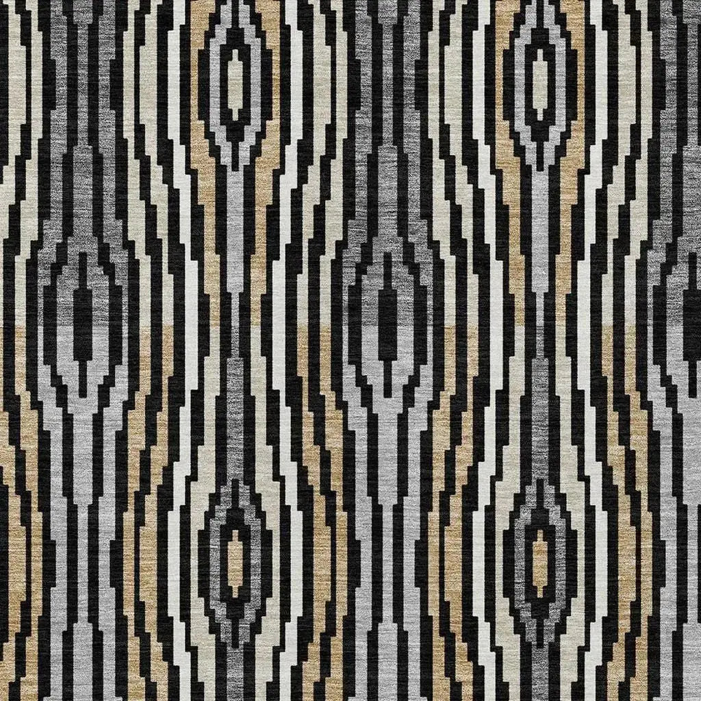 3' X 5' Black And Ivory Abstract Washable Indoor Outdoor Area Rug Homeroots Outdoor