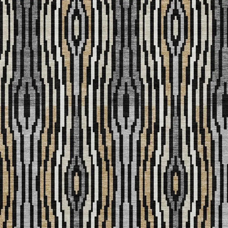3' X 5' Black And Ivory Abstract Washable Indoor Outdoor Area Rug Homeroots Outdoor