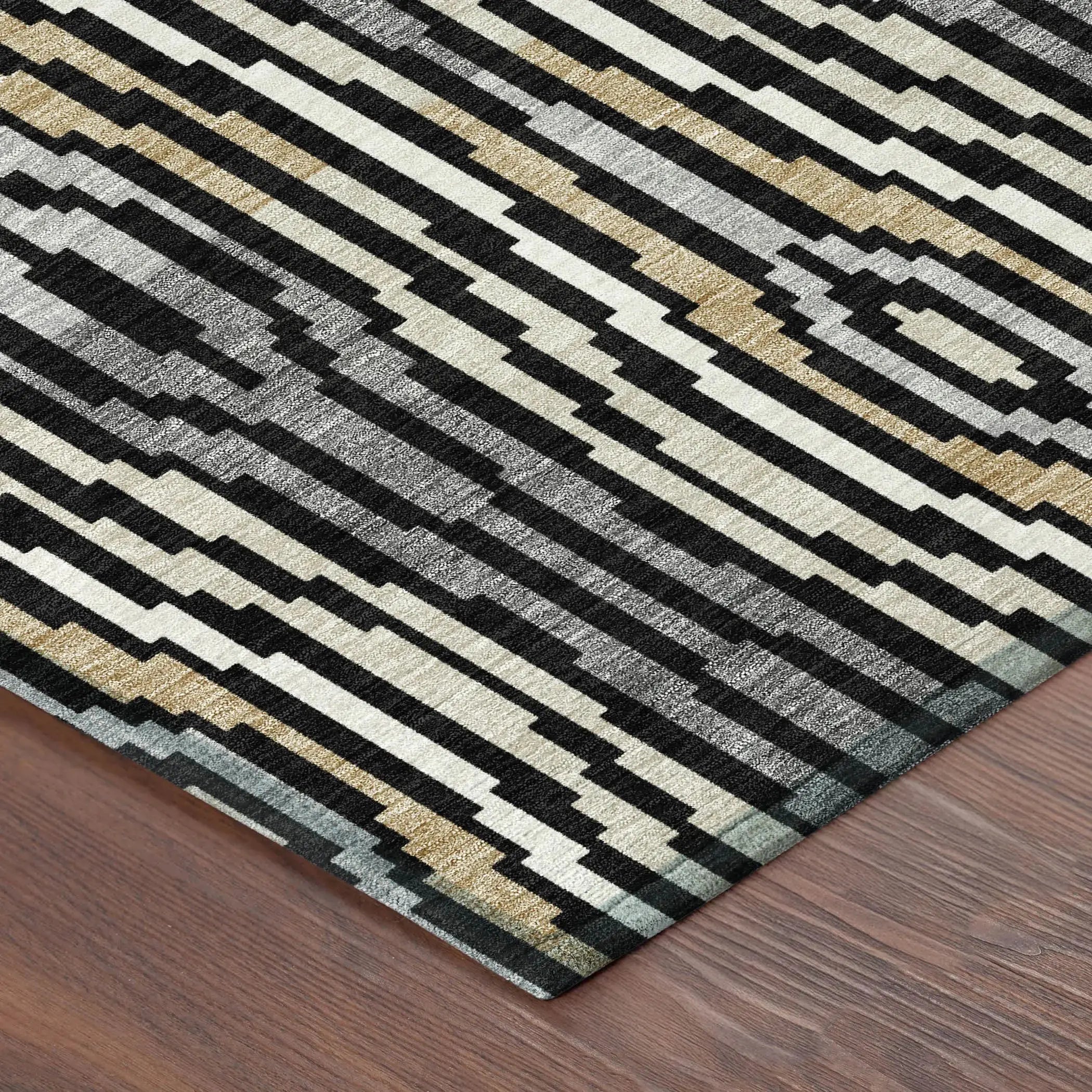 3' X 5' Black And Ivory Abstract Washable Indoor Outdoor Area Rug Homeroots Outdoor