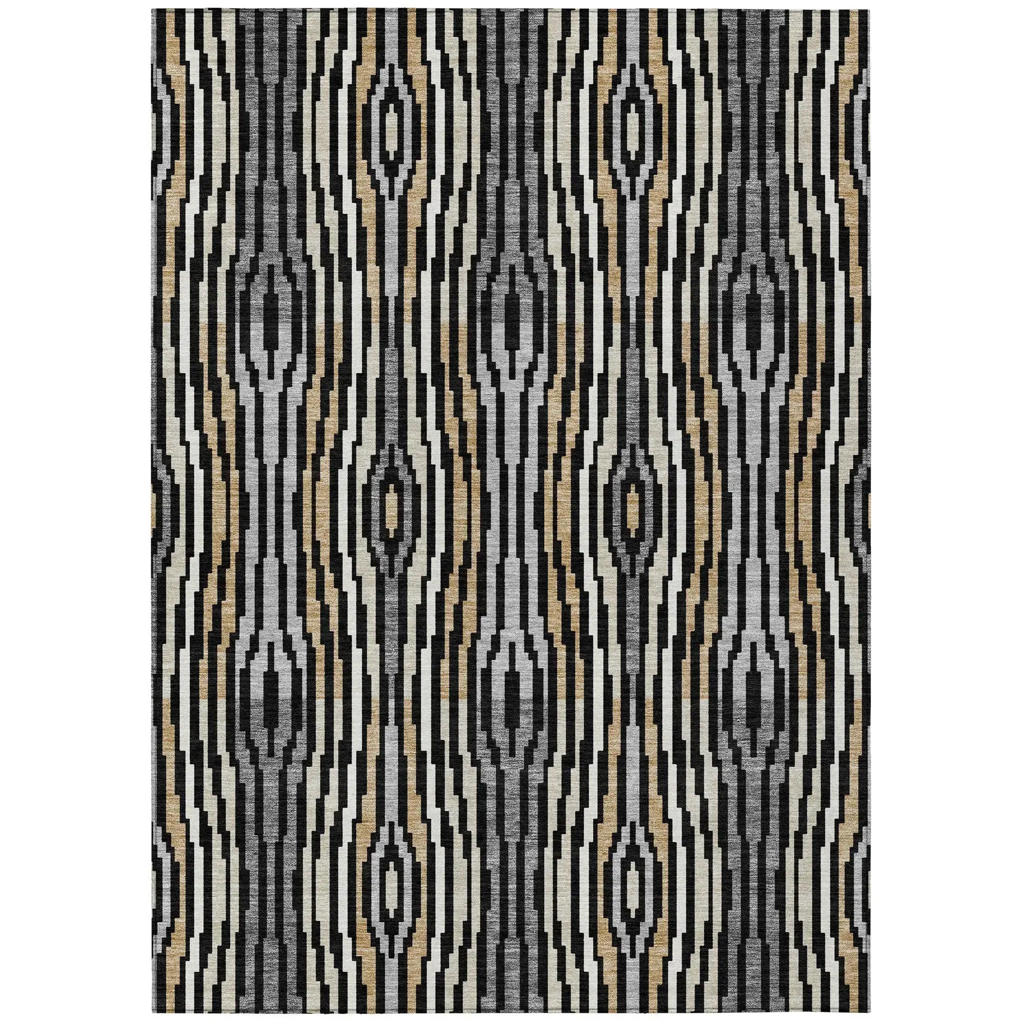 3' X 5' Black And Ivory Abstract Washable Indoor Outdoor Area Rug Homeroots Outdoor