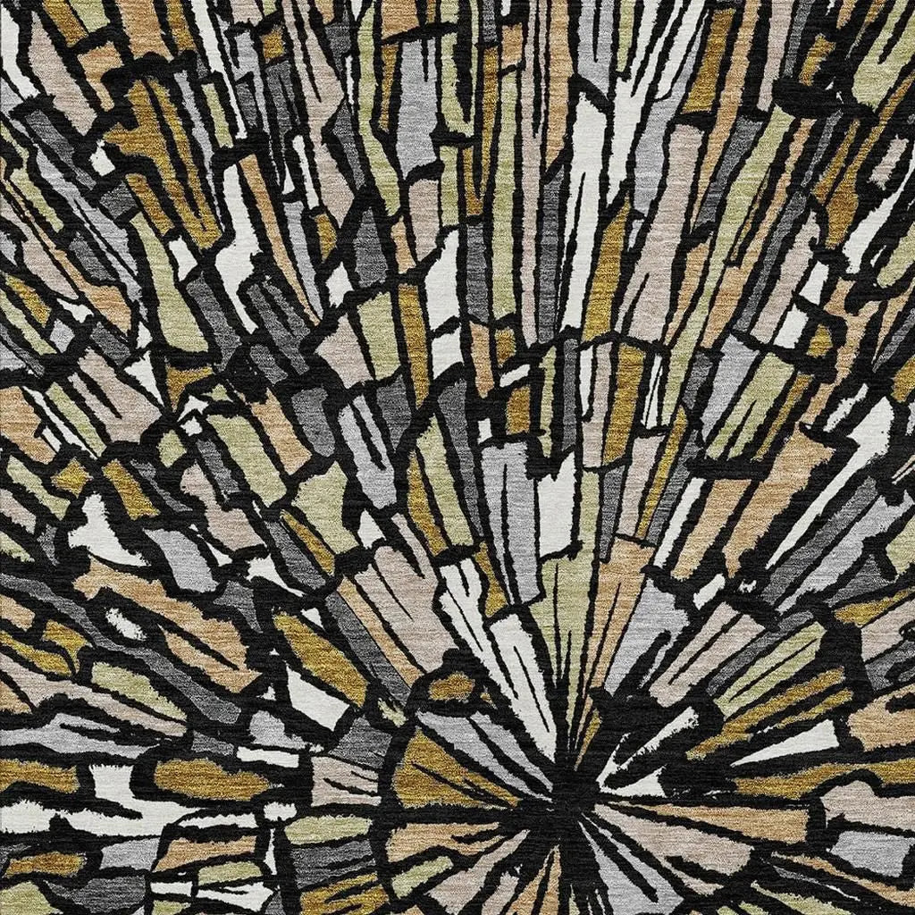 3' X 5' Black And Ivory Abstract Washable Indoor Outdoor Area Rug Homeroots Outdoor