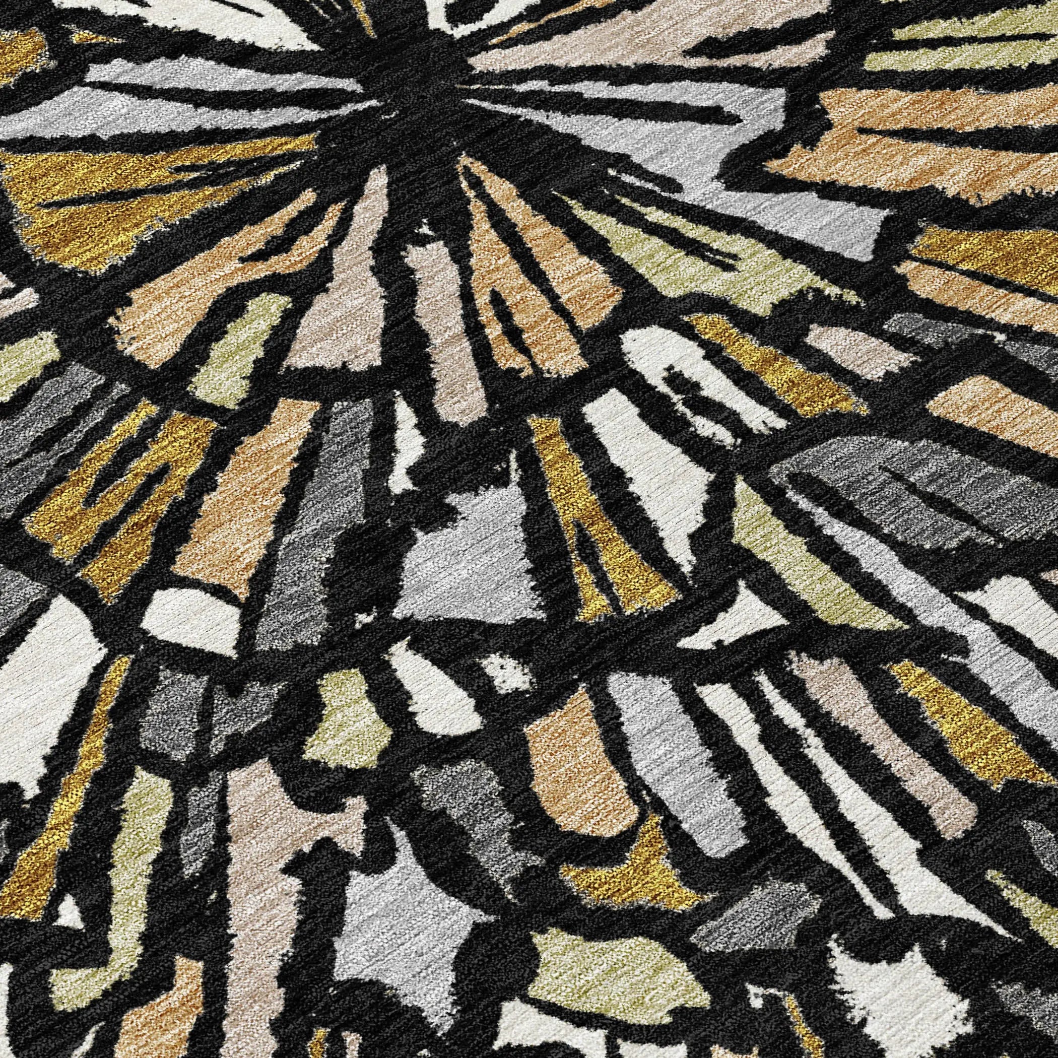 3' X 5' Black And Ivory Abstract Washable Indoor Outdoor Area Rug Homeroots Outdoor
