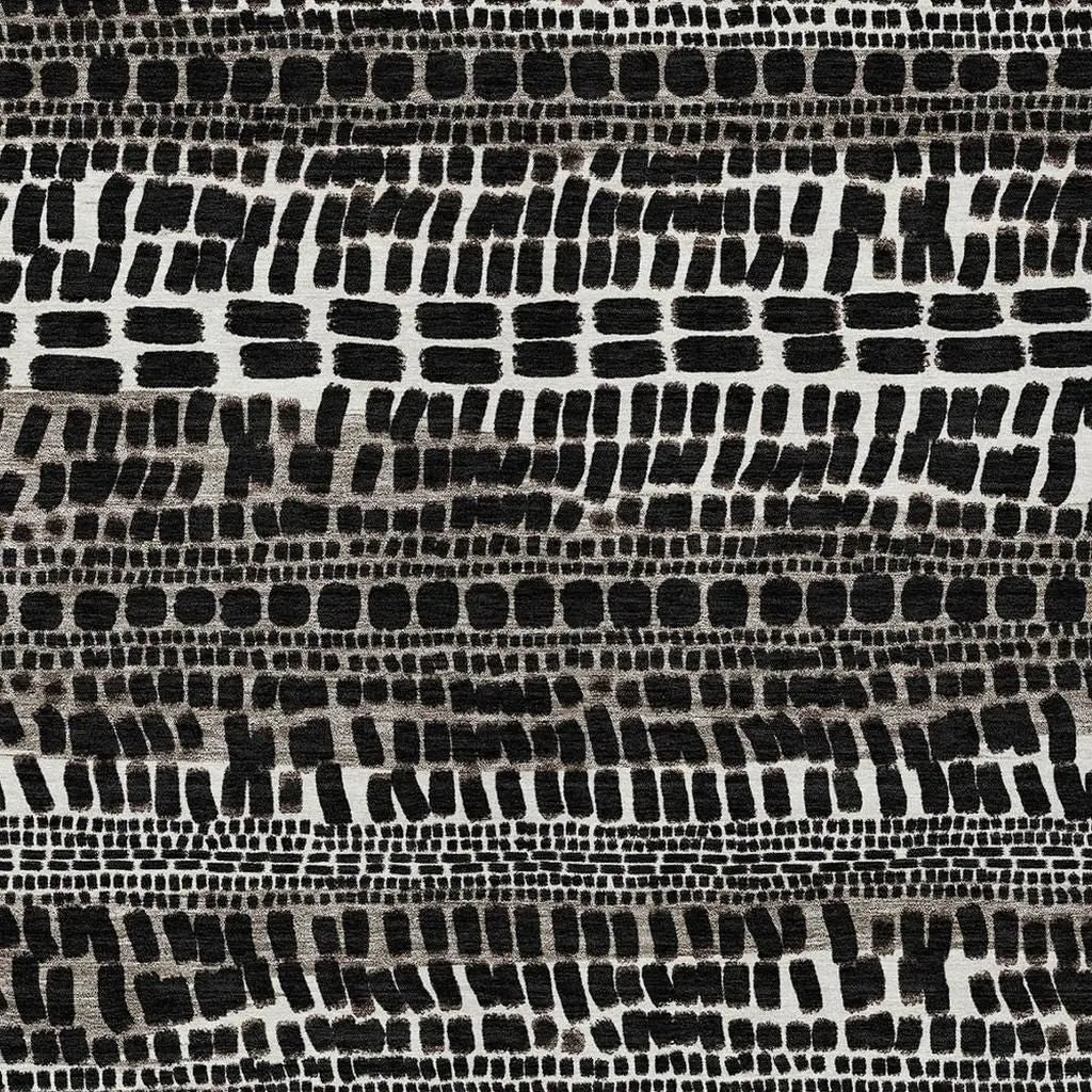 3' X 5' Black And Ivory Abstract Washable Indoor Outdoor Area Rug Homeroots Outdoor