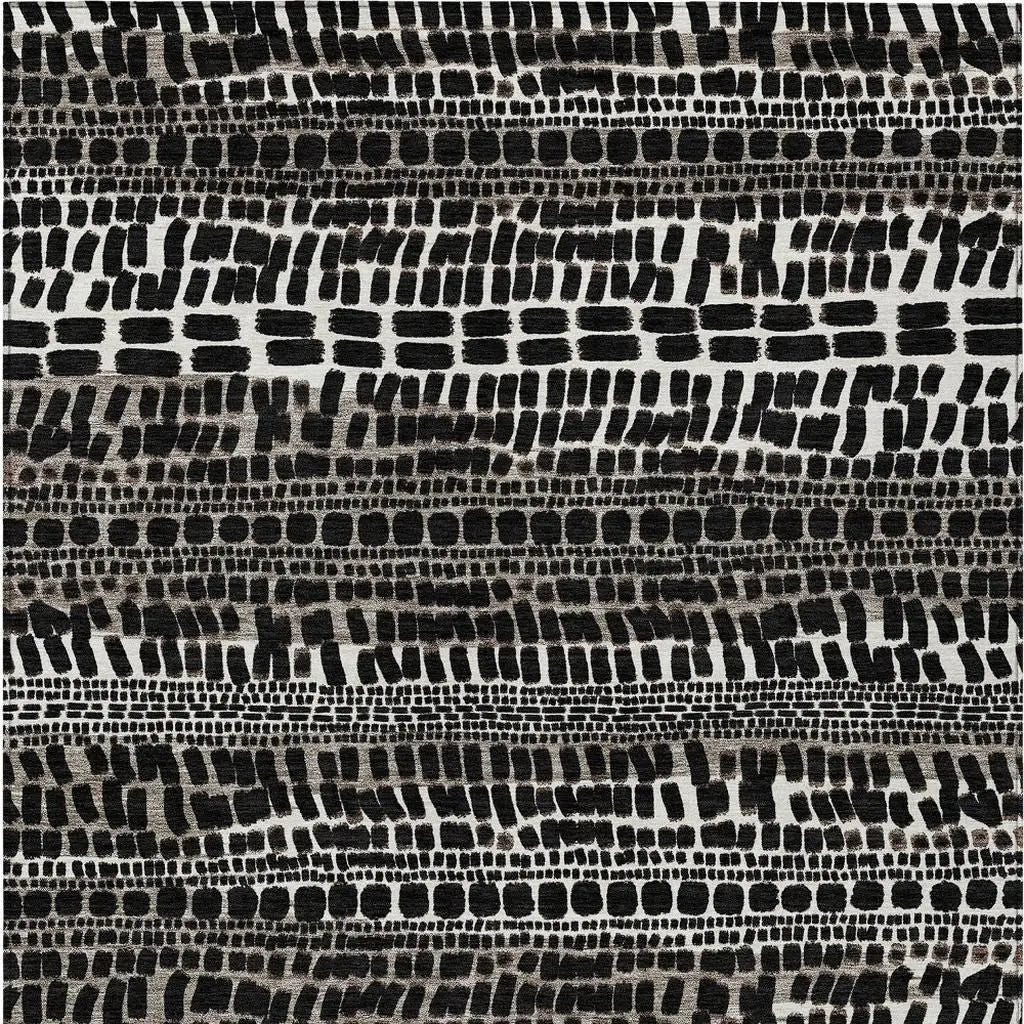 3' X 5' Black And Ivory Abstract Washable Indoor Outdoor Area Rug Homeroots Outdoor