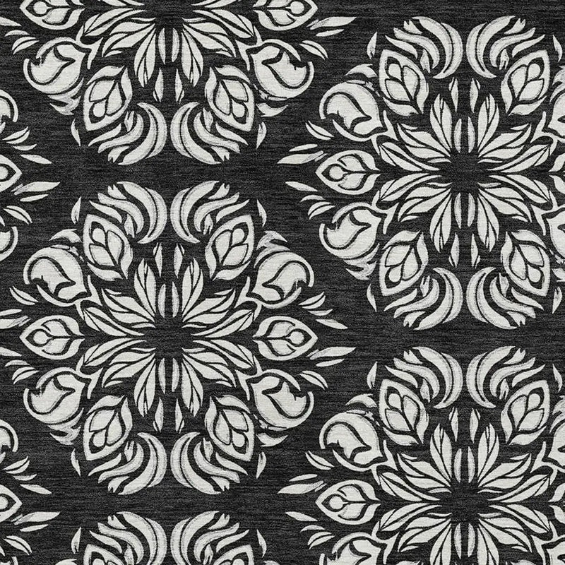 3' X 5' Black And Ivory Damask Washable Indoor Outdoor Area Rug Homeroots Outdoor