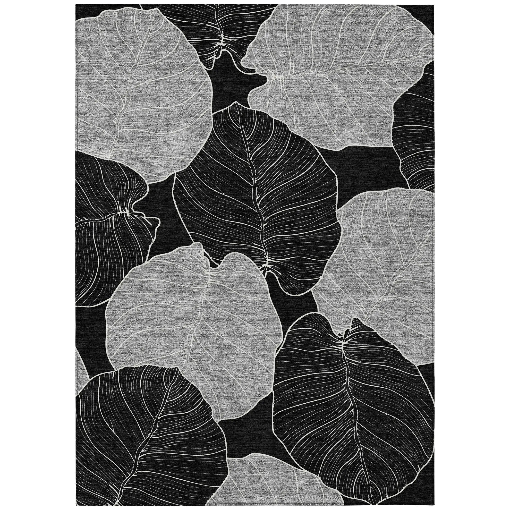 3' X 5' Black And Ivory Floral Washable Indoor Outdoor Area Rug Homeroots Outdoor