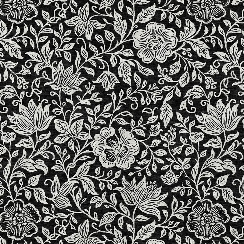 3' X 5' Black And Ivory Floral Washable Indoor Outdoor Area Rug Homeroots Outdoor