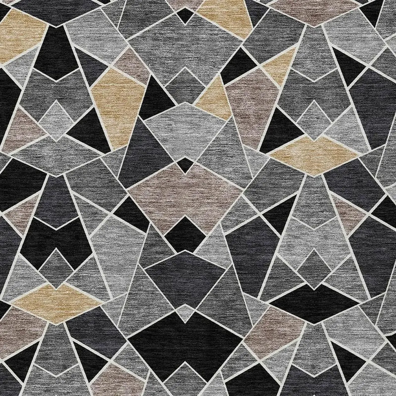 3' X 5' Black And Ivory Geometric Washable Indoor Outdoor Area Rug Homeroots Outdoor
