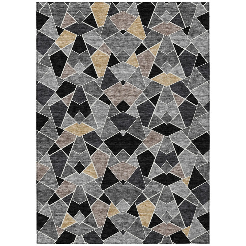 3' X 5' Black And Ivory Geometric Washable Indoor Outdoor Area Rug Homeroots Outdoor