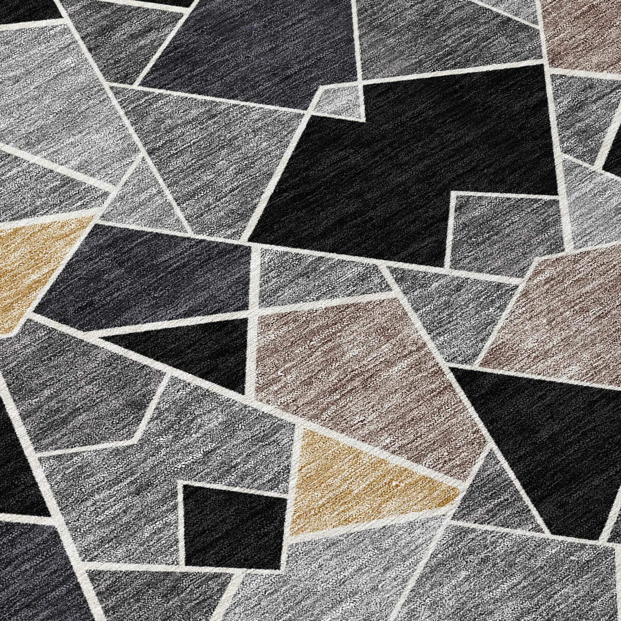 3' X 5' Black And Ivory Geometric Washable Indoor Outdoor Area Rug Homeroots Outdoor