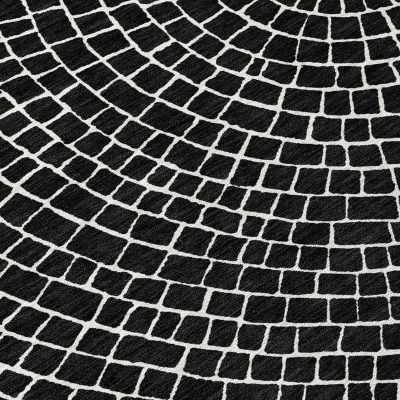 3' X 5' Black And Ivory Geometric Washable Indoor Outdoor Area Rug Homeroots Outdoor