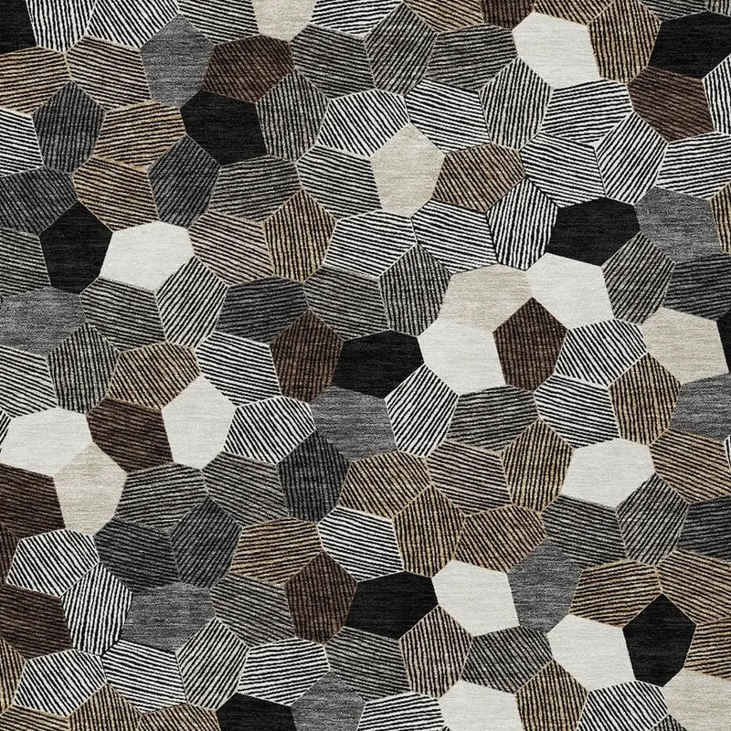 3' X 5' Black And Ivory Geometric Washable Indoor Outdoor Area Rug Homeroots Outdoor