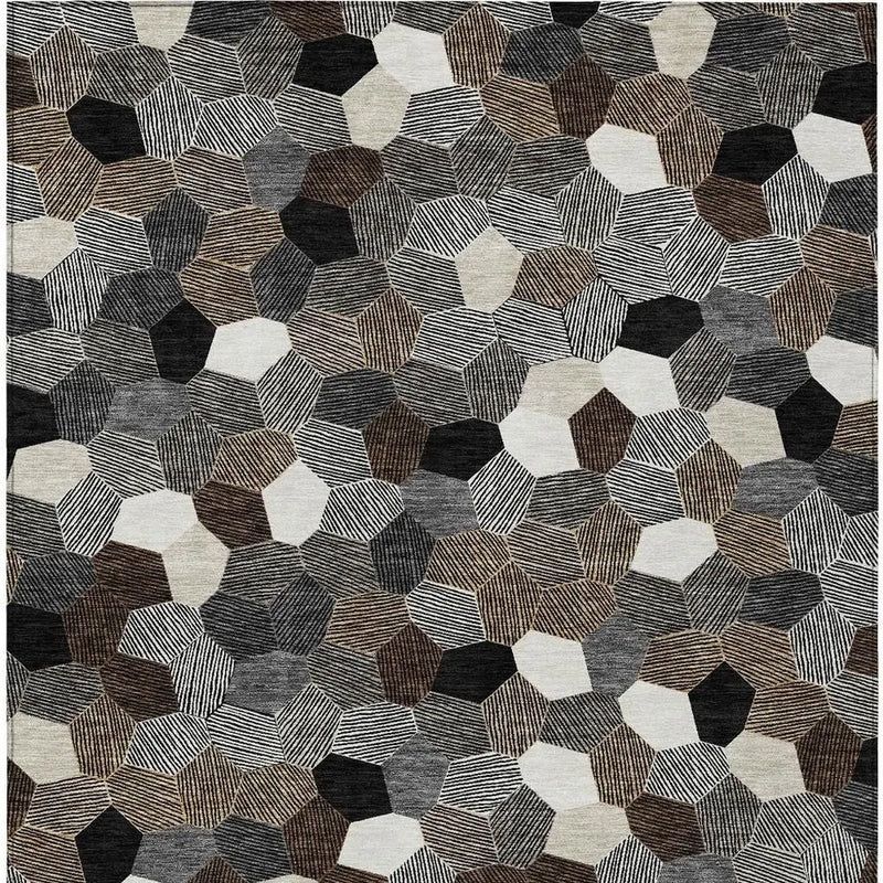 3' X 5' Black And Ivory Geometric Washable Indoor Outdoor Area Rug Homeroots Outdoor