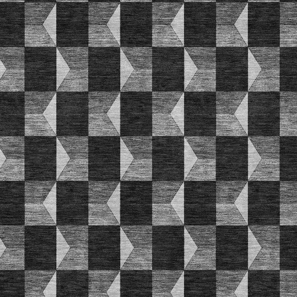 3' X 5' Black And Ivory Geometric Washable Indoor Outdoor Area Rug Homeroots Outdoor
