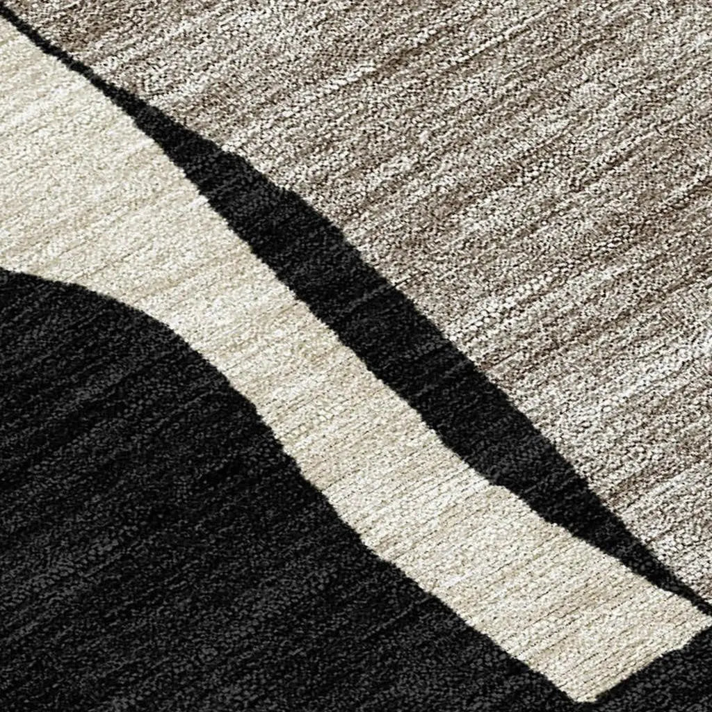 3' X 5' Black And Ivory Geometric Washable Indoor Outdoor Area Rug Homeroots Outdoor