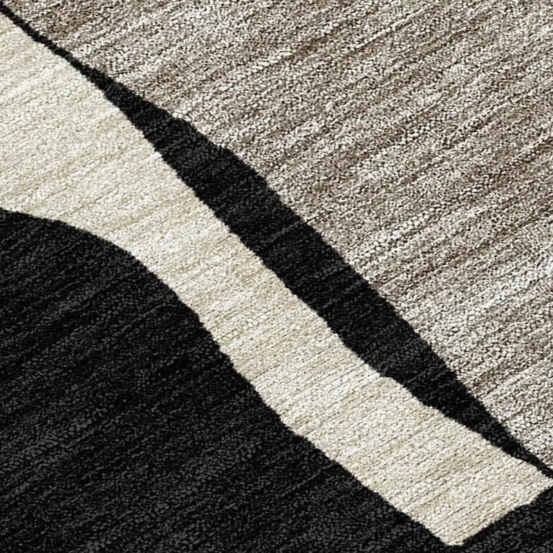 3' X 5' Black And Ivory Geometric Washable Indoor Outdoor Area Rug Homeroots Outdoor